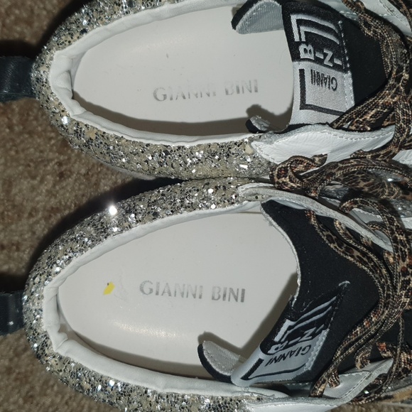 Gianni Bini Elleinna Leopard & Glitter sneakers sz 7.5 - Picture 2 of 7